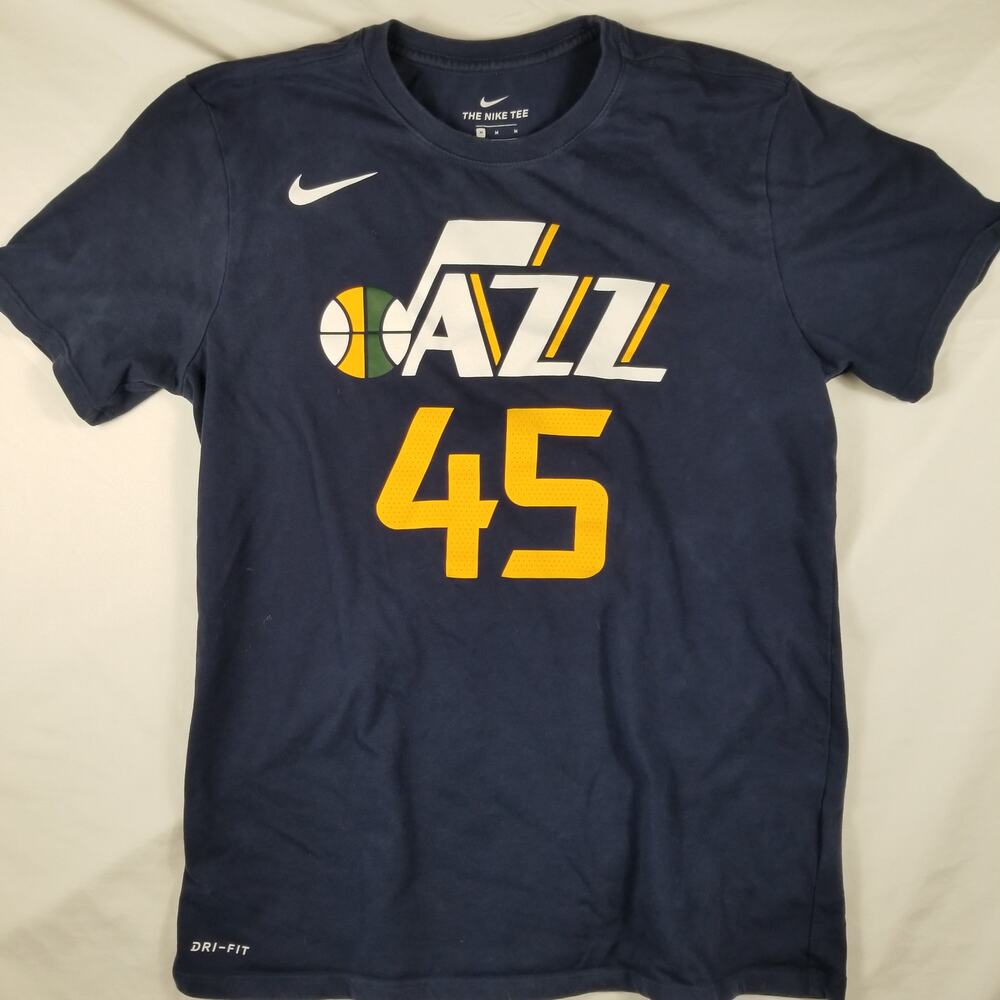 Nike Utah Jazz Donovan Mitchell #45 Shirt Mens Medium Navy Blue NBA Dri-FIT